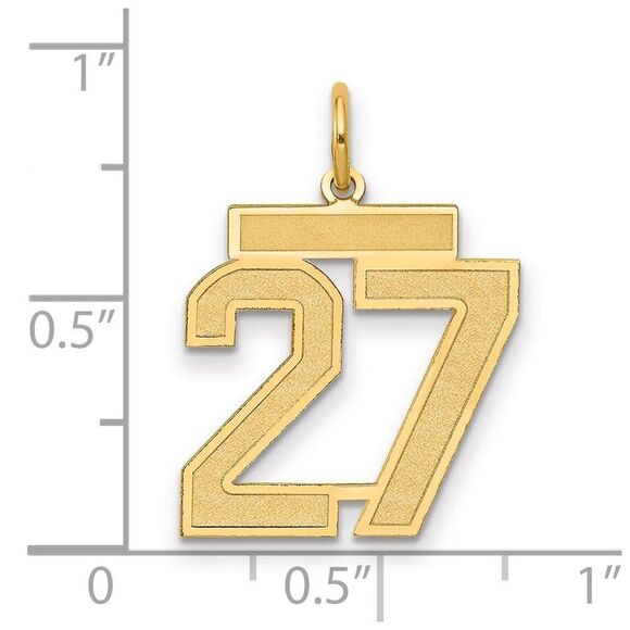 14k Yellow Gold, Jersey Collection, Medium Number 27 Pendant